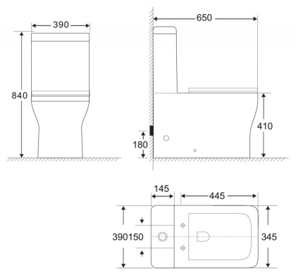 BB248CPR-P Чаша унитаза безободкового, полное примыкание к стене, P-trap  BB248CPR-P Чаша унитаза безободкового, полное примыкание к стене, P-trap