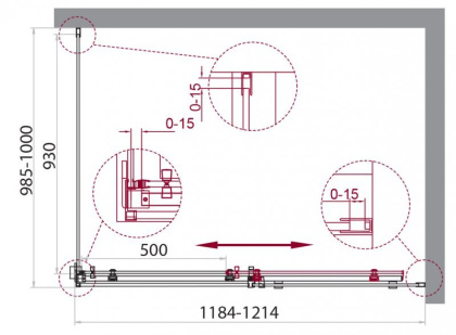 ACQUA-AH-1-150/100-C-Cr Душевой уголок