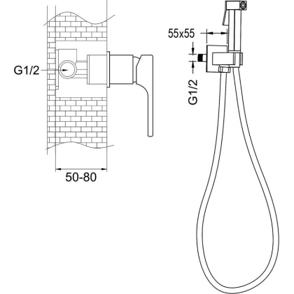 Гигиенический душ со смесителем Rose R1005H, черный Гигиенический душ со смесителем Rose R1005H, черный