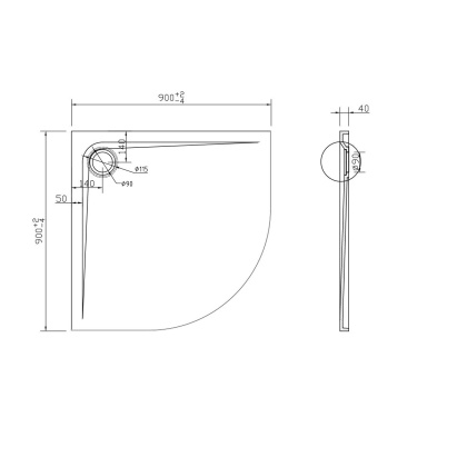 Поддон для душа из искусственного камня VST-2SQ9090MW, 900*900*40, белый матовый