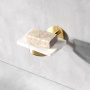 Стеклянная мыльница с настенным держателем, 5,3х11х11,2 см, цвет белый с золотом, A85A34299