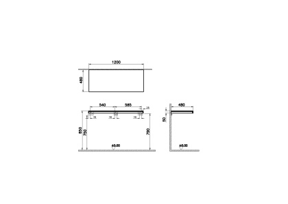 Столешница подвесная 120 см, темный вяз Столешница подвесная 120 см, темный вяз