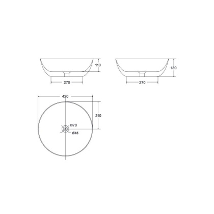Умывальник накладной, круглый, серый матовый, Point Артемида 42, PN43152GM Умывальник накладной, круглый, серый матовый, Point Артемида 42, PN43152GM