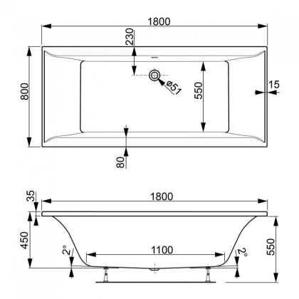 Акриловая ванна VAGNERPLAST VERONELA 180x80