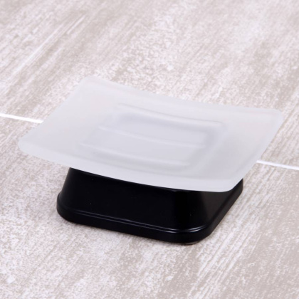 Мыльница Amper, 11х4х9 см, черно-белая, K-5429B