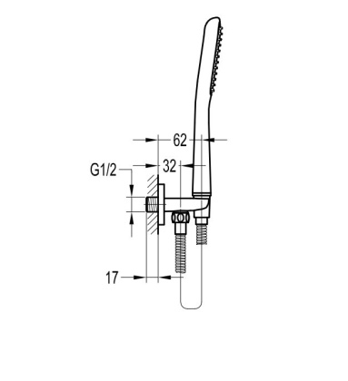 TESORO-F-KD-01 Ручной душ со шлангом, штуцером и держателем