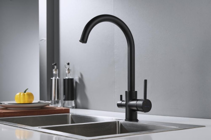 Смеситель для кухни латунь, черный S128H