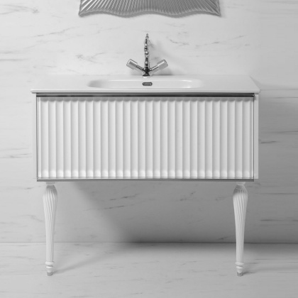 Тумба Canale 80 белая + Хром_Комплект 843-080-WCR Boheme