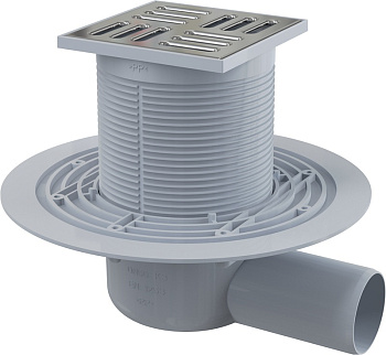 Сливной трап 105×105/50 мм боковой сток, решетка из нержавеющей стали, гидрозатвор мокрый Сливной трап 105×105/50 мм боковой сток, решетка из нержавеющей стали, гидрозатвор мокрый