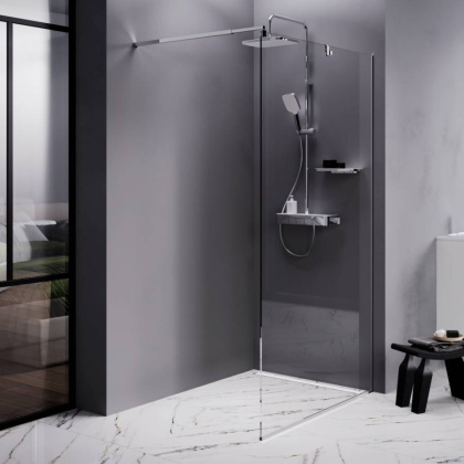 W84WI-110-F1-MTE Душевая перегородка Func 110x200, стекло прозр. 8 мм + покрытие, профиль мат хром