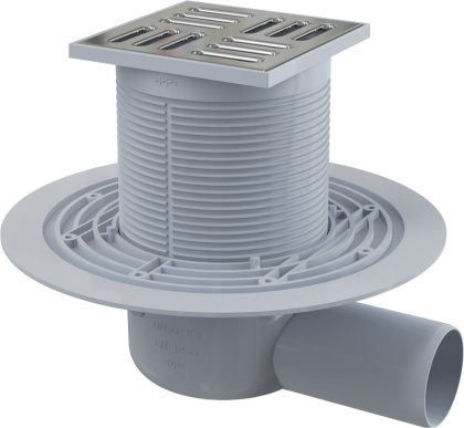 Сливной трап 105×105/50 мм боковой сток, решетка из нержавеющей стали, гидрозатвор мокрый Сливной трап 105×105/50 мм боковой сток, решетка из нержавеющей стали, гидрозатвор мокрый