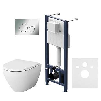 IS49051.701700 Инсталляция с клавишей Pro L глянец. Хром с подвесным унитазом Spirit V2.0 FlashClean с сид м/л