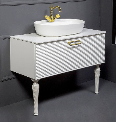 Тумба Linea 100 белая + Золото_Комплект 842-100-WG Boheme Тумба Linea 100 белая + Золото_Комплект 842-100-WG Boheme