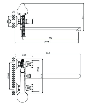 Смеситель д/ванны с длинным изливом VASCO, арт. 27221VS