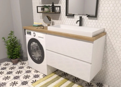 Тумба подвесная под умывальник Malibu Luxe 1550х500 2 ящика (ШхГхВ) 898х476х607