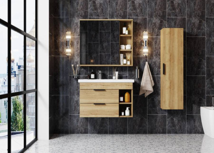 Шкаф-зеркало Onika Легран 80 дуб галифакс, универсальный