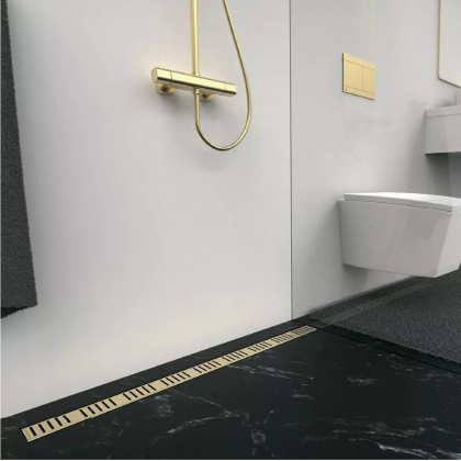 Водоотводящий желоб с порогами для перфорированной решетки, черный-брасс