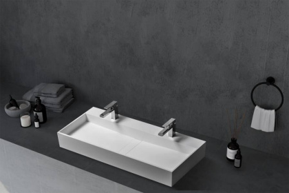 Раковина накладная ABBER Stein AS2642 двойная, белая матовая Раковина накладная ABBER Stein AS2642 двойная, белая матовая