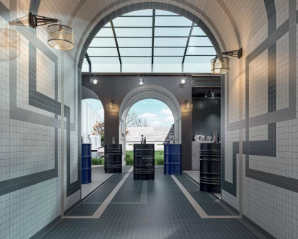 Керамогранит 1335 Агуста  синий матовый (9,8см*9,8см*7мм) (97шт/0,922м2) из 12 частей 30x40 , м2