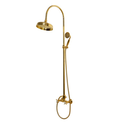 LORD-CD-01-Bi Душевая стойка со смесителем, верхним и ручным душем Исполнение: Хром, Ручки: Белые 