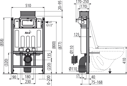 Скрытая система инсталляции для сухой установки (для гипсокартона), управление сверху или спереди