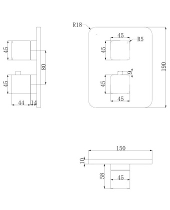 Смеситель термостатический для душа скрытого монтажа OMNIRES PARMA PM7436GR (графит)