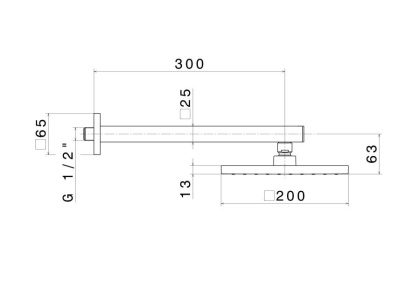 Душевая лейка FUTURA «тропический дождь» с кронштейном, хром глянец