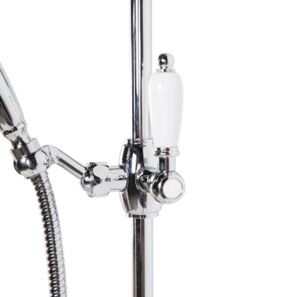 CZR-SD-01-Bi Душевой гарнитур классика, хром, ручка белая CZR-SD-01-Bi Душевой гарнитур классика, хром, ручка белая