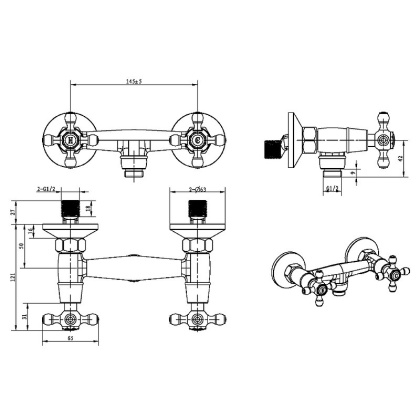Смеситель для душа  ROYAL CRYSTAL Black, хром_Комплект