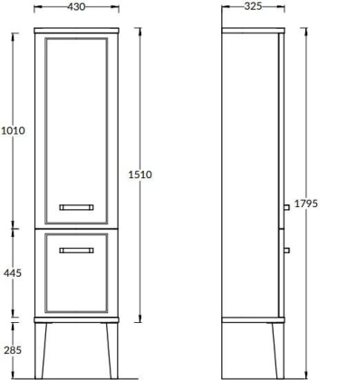 Пенал POMPEI напольный\подвесной 150, черный глянцевый PO.N.150\BLK