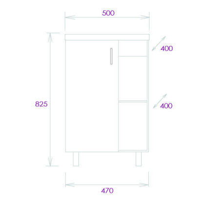 Тумба Onika Тимбер 50 напольная, серая мат./дуб сонома (ум. Фостер 50)