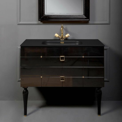 Тумба Piazza 100 черная + золото_Комплект 841-100-BG Boheme Тумба Piazza 100 черная + золото_Комплект 841-100-BG Boheme