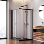 W87G-403-100100-BT Sunny Душевое ограждание квадратное, раздвижные двери 100x100 черный,стекло прозрачное