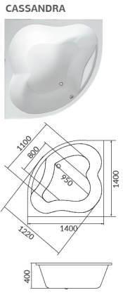 Акриловая ванна 1Marka Aura 160х105 R 01ау1610п