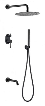 Смеситель встроенный + верхний+ ручной душ, Uno. Black Смеситель встроенный + верхний+ ручной душ, Uno. Black