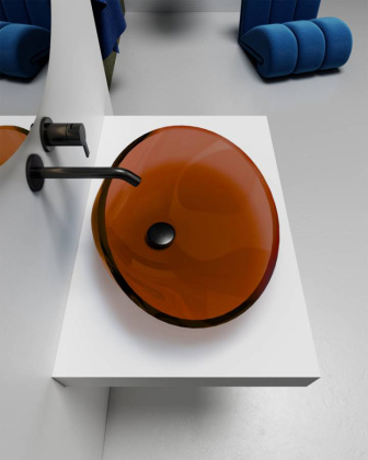 Раковина накладная прозрачная ABBER Kristall AT2812Opal коричневая Раковина накладная прозрачная ABBER Kristall AT2812Opal коричневая