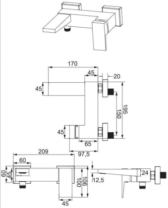 Смеситель для ванны OMNIRES FRESH FR7130CR (хром)