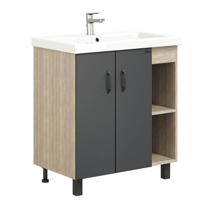 Тумба Onika Тимбер 70 напольная, серая мат./дуб сонома (ум. Фостер 70) Тумба Onika Тимбер 70 напольная, серая мат./дуб сонома (ум. Фостер 70)