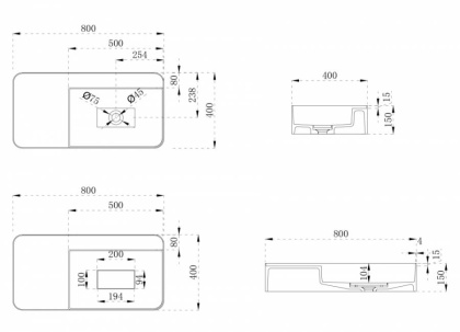 Раковина подвесная ABBER Stein AS2627-0.8 белая матовая Раковина подвесная ABBER Stein AS2627-0.8 белая матовая