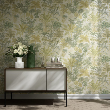 Обои виниловые Оазис мотив, зелёный Обои виниловые Оазис мотив, зелёный