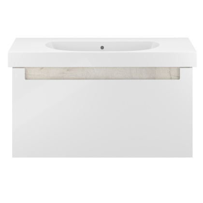 Тумба BUONGIORNO PLUS подвесная с ящиками 100, белая глянцевая-дуб Кантри BGP.100.1+1\WHT