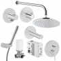 Набор встроенной душевой системы Origin на 3 направления, хром (верхняя лейка, излив, ручной душ, смеситель встроенный внешняя и внутренняя часть)