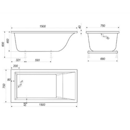 Ванна "Delta 150 silk" 1500х750