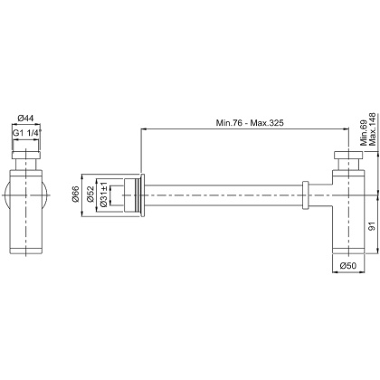 Сифон для раковины металлический, медь Сифон для раковины металлический, медь