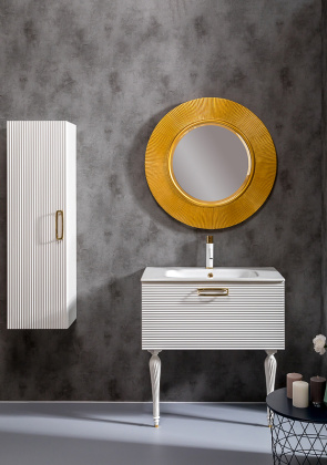 Пенал Linea белый+золото без ножек_Комплект 845-WG Boheme Пенал Linea белый+золото без ножек_Комплект 845-WG Boheme