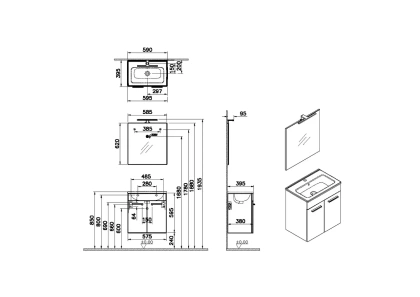 Набор Mia 60 см с дверцами (раковина, шкаф под раковину, зеркало), цвет белый глянцевый Набор Mia 60 см с дверцами (раковина, шкаф под раковину, зеркало), цвет белый глянцевый
