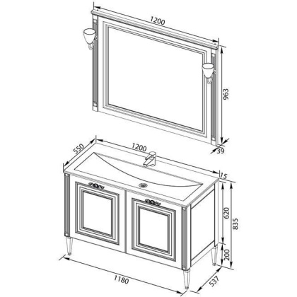 Мебель для ванной Aquanet Паола 120 белый/золото (литьевой мрамор) Мебель для ванной Aquanet Паола 120 белый/золото (литьевой мрамор)