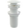 Донный клапан сифона для умывальника CLICK/CLACK 5/4", цельнометаллический с большой белой заглушкой, без перелива, для пластиковых и стеклянных умывальников Донный клапан сифона для умывальника CLICK/CLACK 5/4", цельнометаллический с большой белой заглушкой, без перелива, для пластиковых и стеклянных умывальников