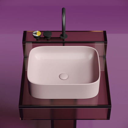 Умывальник чаша накладная прямоугольная (цвет Розовый Матовый) Element 505*380*150мм