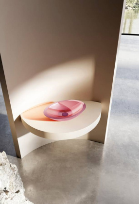 Раковина накладная прозрачная ABBER Kristall AT2810Koralle розовая Раковина накладная прозрачная ABBER Kristall AT2810Koralle розовая